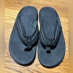 OluKai Hokua Sandals | Men’s 11 | Black/Dark Shadow | Comfort Flip Flops